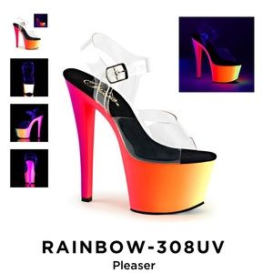 NWT Pleaser Dance Pole Heels RAINBOW-308UV